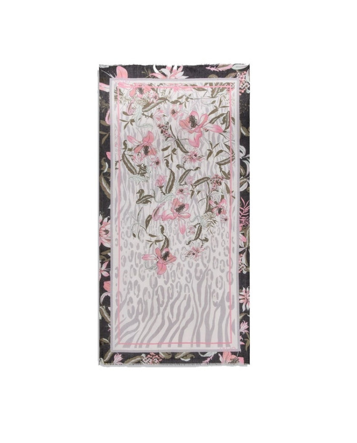 FOULARD  LIU JO DONNA STOLA NERO ANIMALIER FLOREALE 90x120CM 2A5030 T0300 22222