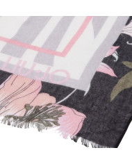 FOULARD  LIU JO DONNA STOLA NERO ANIMALIER FLOREALE 90x120CM 2A5030 T0300 22222
