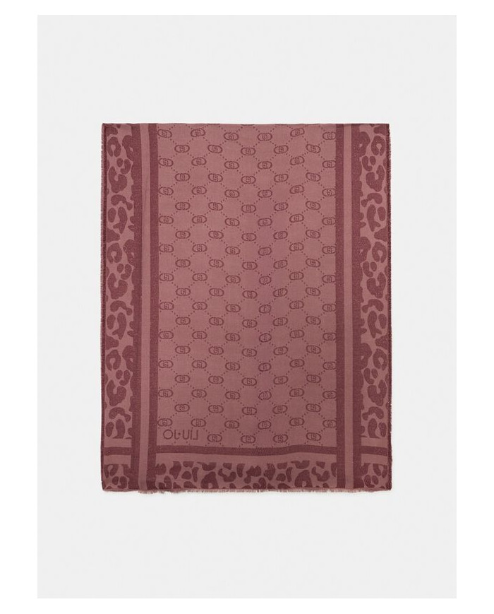 FOULARD  LIU JO DONNA STOLA JACQUARD MONOGRAM ANIMAL RED AUBERGINE 70X180CM 2F5040 T0300 91718