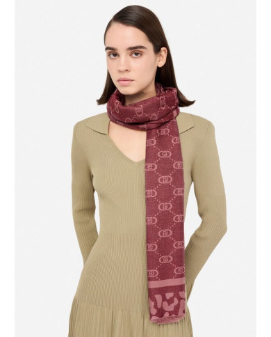 FOULARD  LIU JO DONNA STOLA JACQUARD MONOGRAM ANIMAL RED AUBERGINE 70X180CM 2F5040 T0300 91718