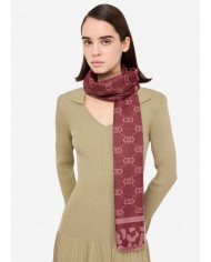 FOULARD  LIU JO DONNA STOLA JACQUARD MONOGRAM ANIMAL RED AUBERGINE 70X180CM 2F5040 T0300 91718