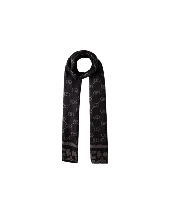 FOULARD  LIU JO DONNA STOLA JACQUARD MONOGRAM ANIMAL BLACK 70X180 2F5040 T0300 22222