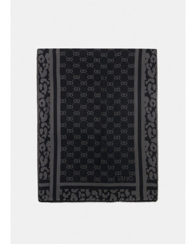 FOULARD  LIU JO DONNA STOLA JACQUARD MONOGRAM ANIMAL BLACK 70X180 2F5040 T0300 22222