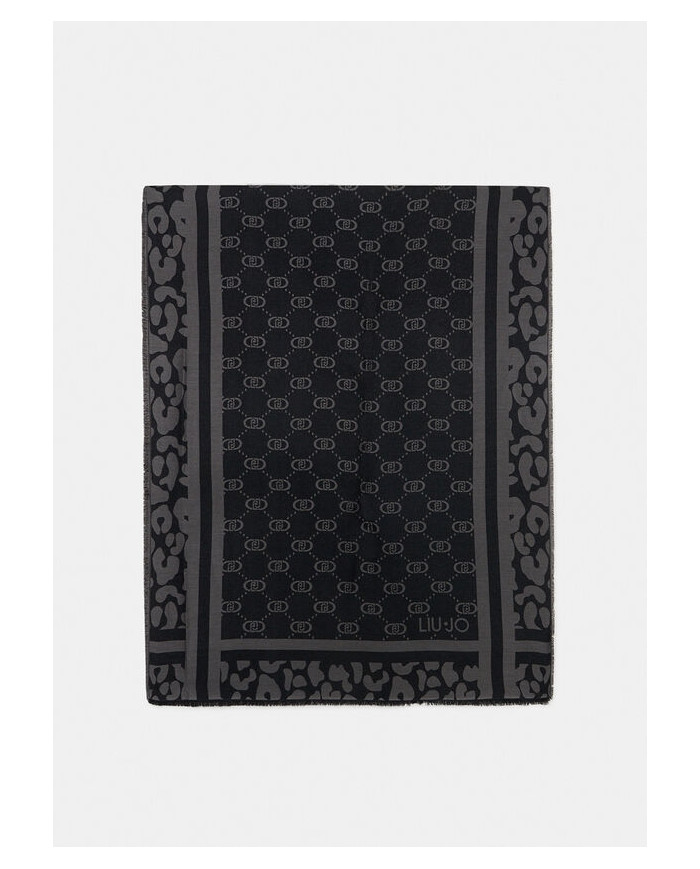 FOULARD  LIU JO DONNA STOLA JACQUARD MONOGRAM ANIMAL BLACK 70X180 2F5040 T0300 22222