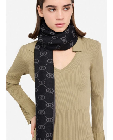 FOULARD  LIU JO DONNA STOLA JACQUARD MONOGRAM ANIMAL BLACK 70X180 2F5040 T0300 22222