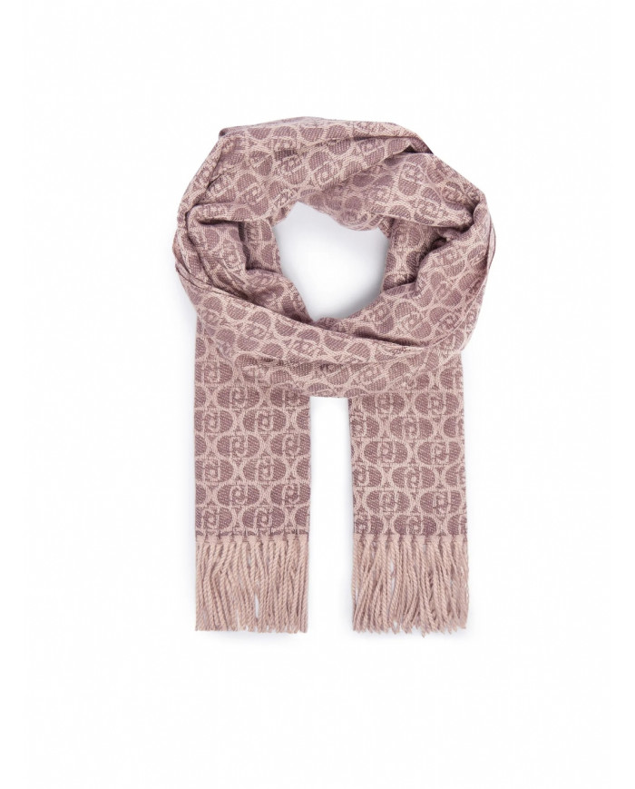 SCIARPA LIU JO DONNA STOLA BRUSHED LOGO OVAL DESERT TAUPE 66X184CM 2F5018 T0300 71105