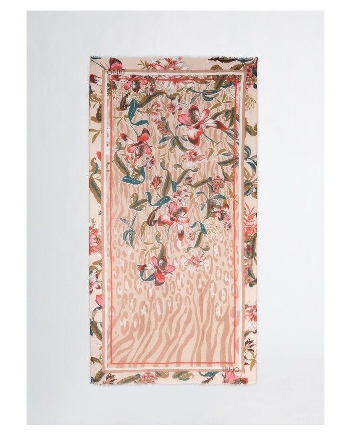 FOULARD  LIU JO DONNA STOLA BEIGE ANIMALIER FLOREALE 90X180CM 2A5030 T0300 00005