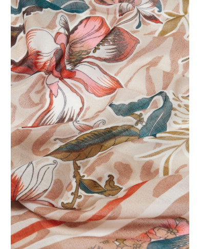 FOULARD  LIU JO DONNA STOLA BEIGE ANIMALIER FLOREALE 90X180CM 2A5030 T0300 00005