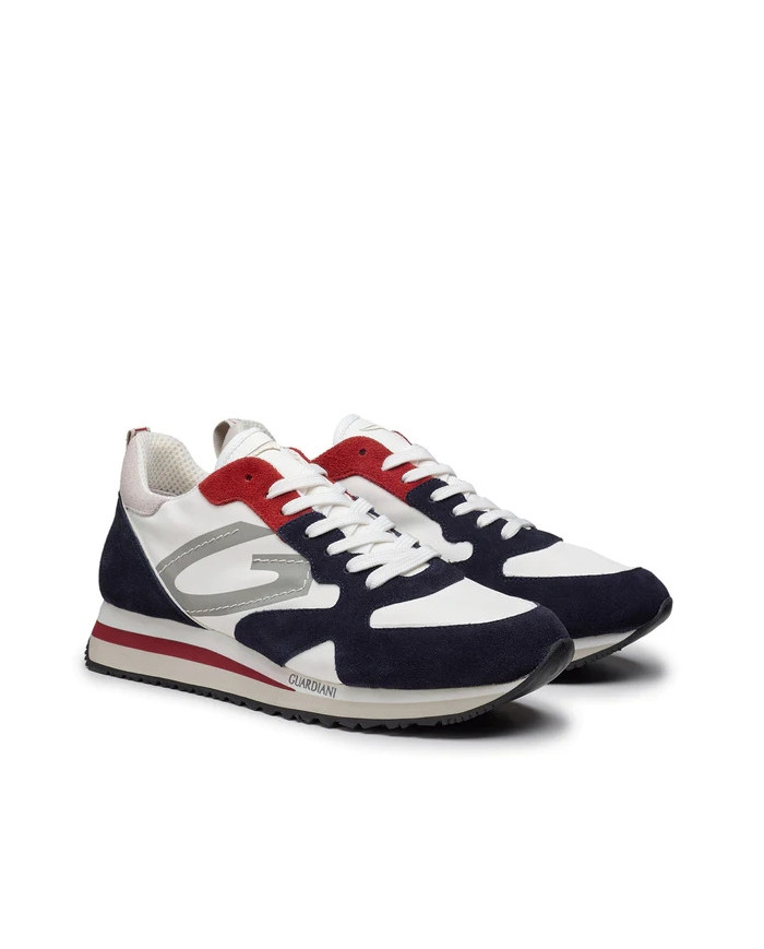 SNEAKERS UOMO GUARDIANI WEN 2200 LOW M  NYLON SUEDE WHITE O.BLACK AGM220002