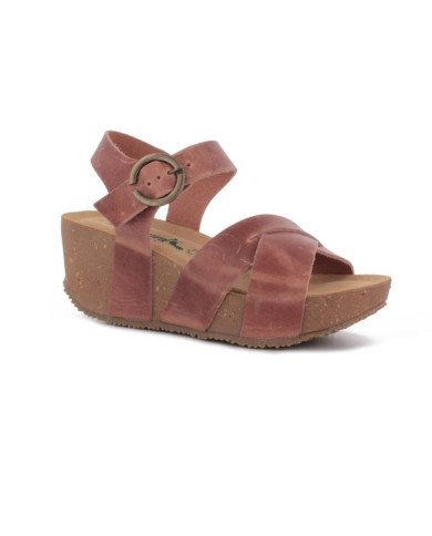 SANDALI CON ZEPPA BIONATURA 24 A 2421 IMB. CRAZY HORSE ROSA ANT