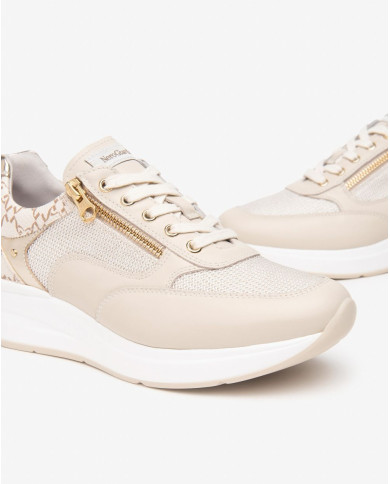 SNEAKERS NEROGIARDINI DONNA VELVET MILK 1039 T.RETE CHIC 1 OSSO 1 T.GIOVE BEIGE/NOCCIO E512930D/710