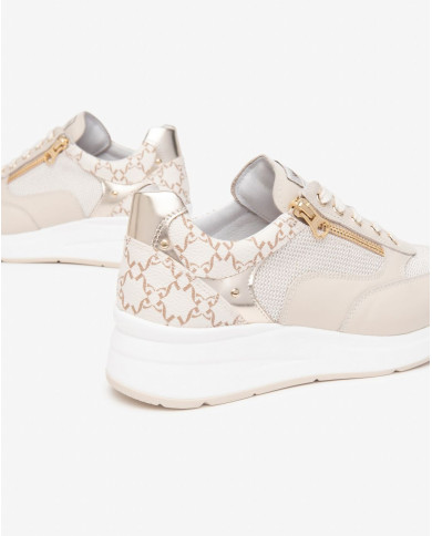 SNEAKERS NEROGIARDINI DONNA VELVET MILK 1039 T.RETE CHIC 1 OSSO 1 T.GIOVE BEIGE/NOCCIO E512930D/710