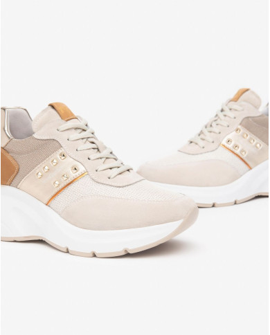 SNEAKERS NEROGIARDINI DONNA VELOUR YOGURT T.RETE CHIC 1 OSSO 1 ETOILE MIELE T.BOSTON E512961D/714