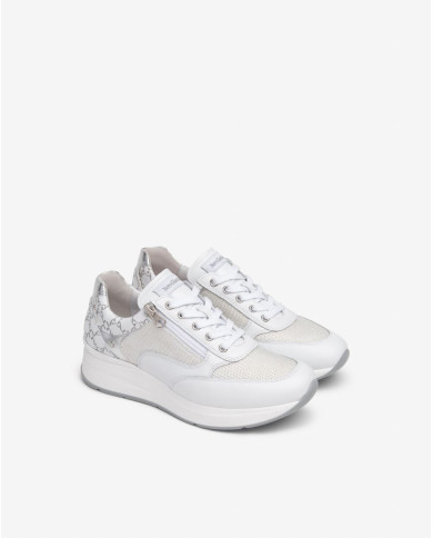 SNEAKERS NEROGIARDINI DONNA SKIPPER BIANCO T.RETE CHIC 1 BIANCO T.GIOVE BIANCO/GRIGI E512930D/707
