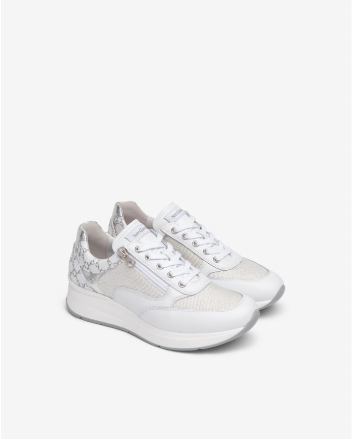SNEAKERS NEROGIARDINI DONNA SKIPPER BIANCO T.RETE CHIC 1 BIANCO T.GIOVE BIANCO/GRIGI E512930D/707