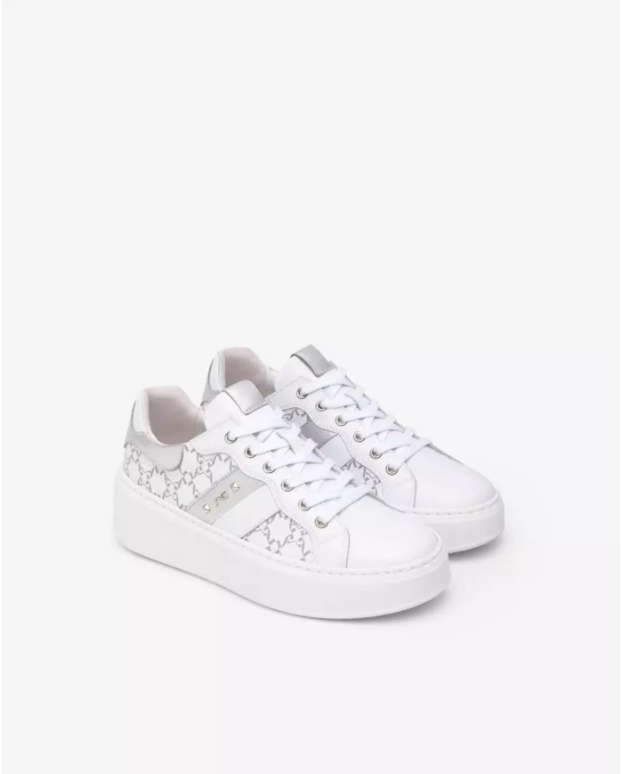 SNEAKERS NEROGIARDINI DONNA SKIPPER BIANCO T.GIOVE BIANCO/GRIGI ETOILE ARGENTO PU.GUATEM E513080D/707