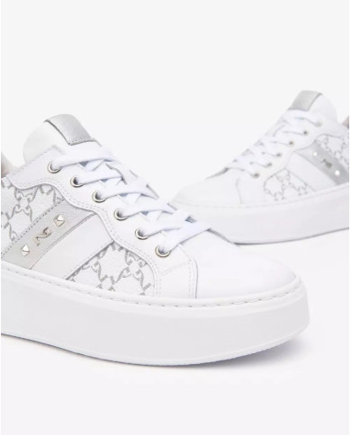 SNEAKERS NEROGIARDINI DONNA SKIPPER BIANCO T.GIOVE BIANCO/GRIGI ETOILE ARGENTO PU.GUATEM E513080D/707