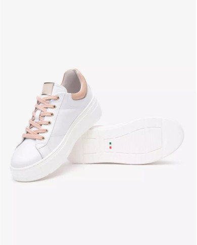 SNEAKERS NEROGIARDINI DONNA SKIPPER BIANCO T.BRILL PLATINO 6074 NAPPA PANDORA ROSA E513090D/707