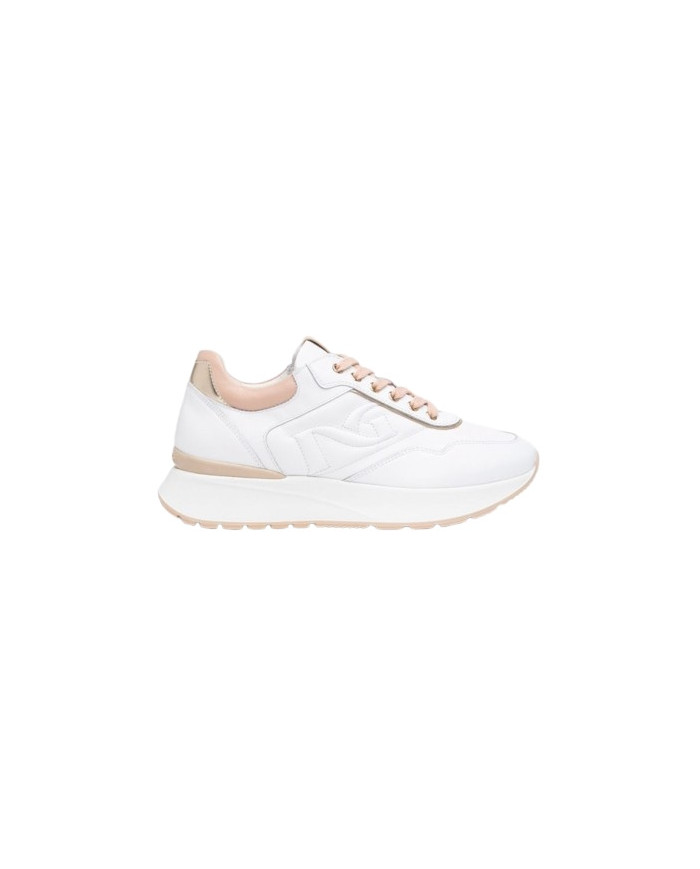SNEAKERS NEROGIARDINI DONNA SKIPPER BIANCO T.BRILL PLATINO 6074 NAPPA PANDORA ROSA E512884D/707