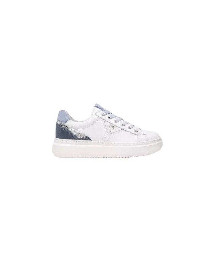 SNEAKERS NEROGIARDINI DONNA CILE BIANCO VELOUR AVIO BLADE ARGENTO VELOUR FIORDALISO E513040D/707