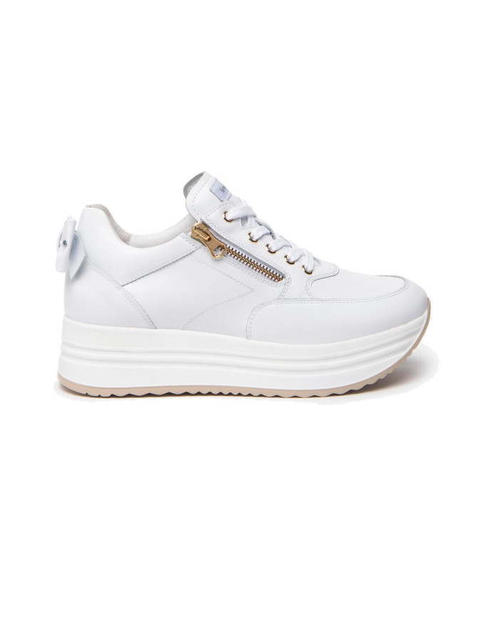 SNEAKERS CON ZEPPA NEROGIARDINI DONNA SKIPPER BIANCO PU.EVORA B16495 BIANCO E306371D/707
