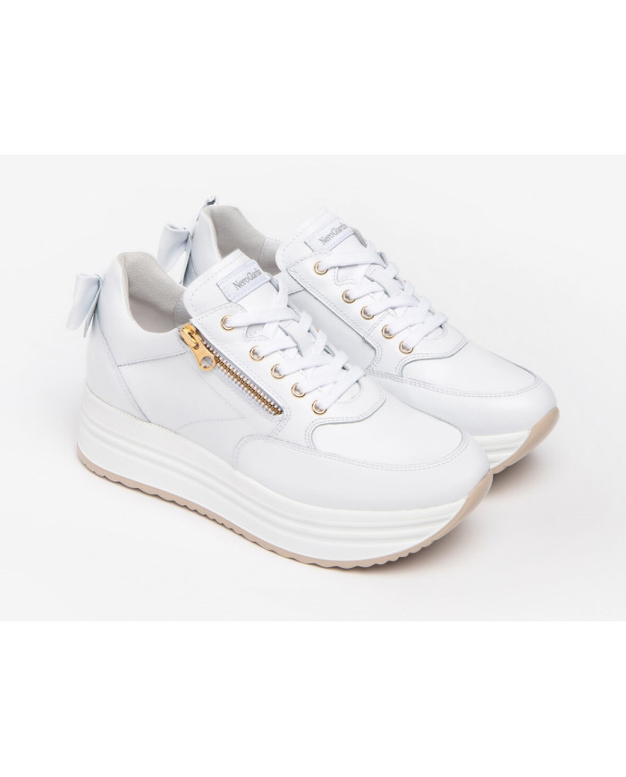 SNEAKERS CON ZEPPA NEROGIARDINI DONNA SKIPPER BIANCO PU.EVORA B16495 BIANCO E306371D/707