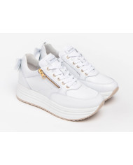 SNEAKERS CON ZEPPA NEROGIARDINI DONNA SKIPPER BIANCO PU.EVORA B16495 BIANCO E306371D/707