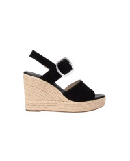 SANDALO CON ZEPPA NEROGIARDINI DONNA VELOUR NERO PU.LINDE RICO E513590D/100