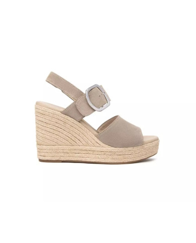 SANDALO CON ZEPPA NEROGIARDINI DONNA VELOUR CRETA PU.LINDE RICO E513590D/451