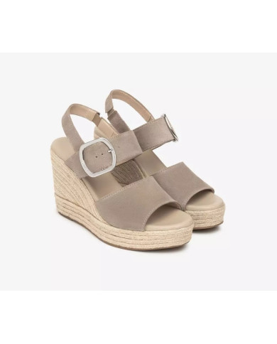 SANDALO CON ZEPPA NEROGIARDINI DONNA VELOUR CRETA PU.LINDE RICO E513590D/451