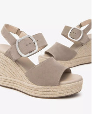 SANDALO CON ZEPPA NEROGIARDINI DONNA VELOUR CRETA PU.LINDE RICO E513590D/451