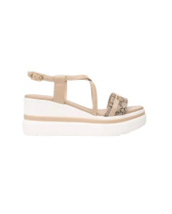 SANDALO CON ZEPPA NEROGIARDINI DONNA T.GIOVE ECRU/T.MORO  TAMIGI LINO PU.ALICANTE E513512D/437