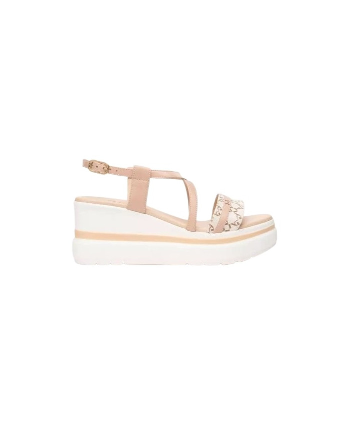 SANDALO CON ZEPPA NEROGIARDINI DONNA T.GIOVE BEIGE/NOCCIO NAPPA PANDORA ROSA PU.ALICANTE E513512D/412