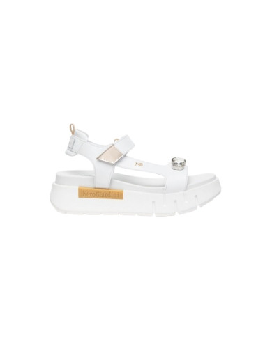 SANDALO CON ZEPPA NEROGIARDINI DONNA LOIRA BIANCO T.BRILL PLATINO 6074 TR VENEZIA 8066 LIGH 4CM  E410707D/707