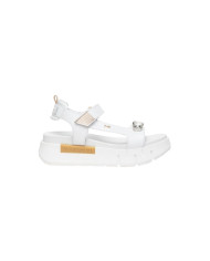 SANDALO CON ZEPPA NEROGIARDINI DONNA LOIRA BIANCO T.BRILL PLATINO 6074 TR VENEZIA 8066 LIGH 4CM  E410707D/707