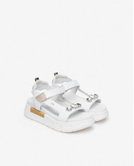 SANDALO CON ZEPPA NEROGIARDINI DONNA LOIRA BIANCO T.BRILL PLATINO 6074 TR VENEZIA 8066 LIGH 4CM  E410707D/707