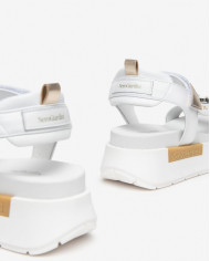 SANDALO CON ZEPPA NEROGIARDINI DONNA LOIRA BIANCO T.BRILL PLATINO 6074 TR VENEZIA 8066 LIGH 4CM  E410707D/707