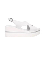 SANDALO CON ZEPPA NEROGIARDINI DONNA LOIRA BIANCO PU.ALICANTE E513515D/707