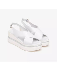 SANDALO CON ZEPPA NEROGIARDINI DONNA LOIRA BIANCO PU.ALICANTE E513515D/707