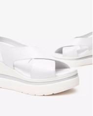 SANDALO CON ZEPPA NEROGIARDINI DONNA LOIRA BIANCO PU.ALICANTE E513515D/707