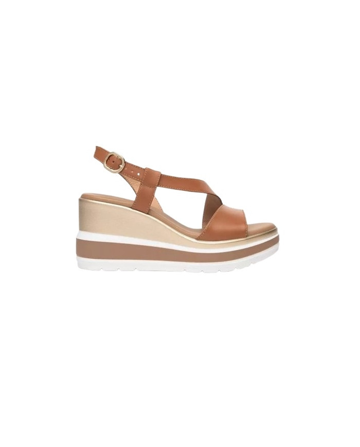 SANDALO CON ZEPPA NEROGIARDINI DONNA ARMENIA COGNAC POLI.USSITA E513520D/329
