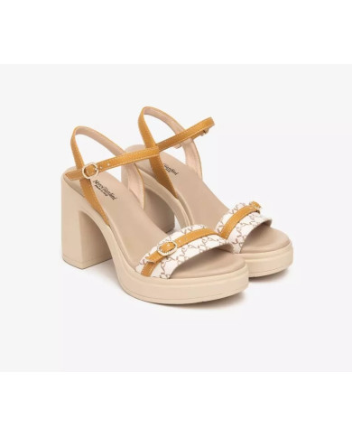 SANDALO CON TACCO NEROGIARDINI T.GIOVE BEIGE/NOCCIO T.GORGONA SENAPE PU.TOLOSA BIANCO+INS E513663D/412