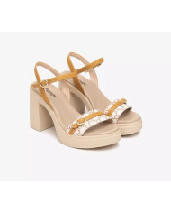 SANDALO CON TACCO NEROGIARDINI T.GIOVE BEIGE/NOCCIO T.GORGONA SENAPE PU.TOLOSA BIANCO+INS E513663D/412