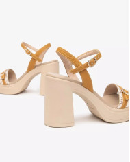 SANDALO CON TACCO NEROGIARDINI T.GIOVE BEIGE/NOCCIO T.GORGONA SENAPE PU.TOLOSA BIANCO+INS E513663D/412