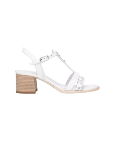 SANDALO CON TACCO NEROGIARDINI DONNA T.GIOVE BIANCO/GRIGI BAROLO BIANCO TR COIRA NATURALE TACCO 6 CM E513433D/707