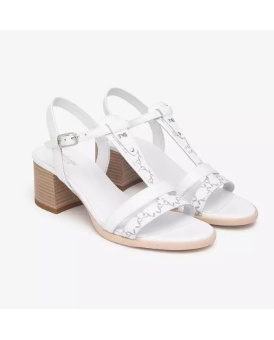 SANDALO CON TACCO NEROGIARDINI DONNA T.GIOVE BIANCO/GRIGI BAROLO BIANCO TR COIRA NATURALE TACCO 6 CM E513433D/707