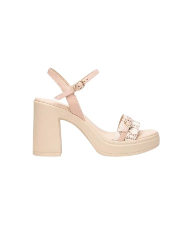 SANDALO CON TACCO NEROGIARDINI DONNA T.GIOVE BEIGE/NOCCIO NAPPA PANDORA ROSA PU.TOLOSA BIANCO+INS TACCO 9,5CM E513664D/412