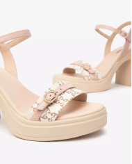 SANDALO CON TACCO NEROGIARDINI DONNA T.GIOVE BEIGE/NOCCIO NAPPA PANDORA ROSA PU.TOLOSA BIANCO+INS TACCO 9,5CM E513664D/412