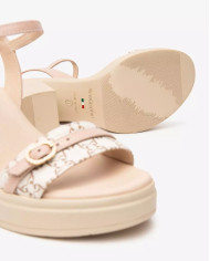 SANDALO CON TACCO NEROGIARDINI DONNA T.GIOVE BEIGE/NOCCIO NAPPA PANDORA ROSA PU.TOLOSA BIANCO+INS TACCO 9,5CM E513664D/412