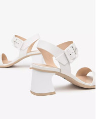 SANDALO CON TACCO NEROGIARDINI DONNA NAPPA PANDORA BIANCO TR LIERNA  NATURALE TACCO 5 CM E513240D/707